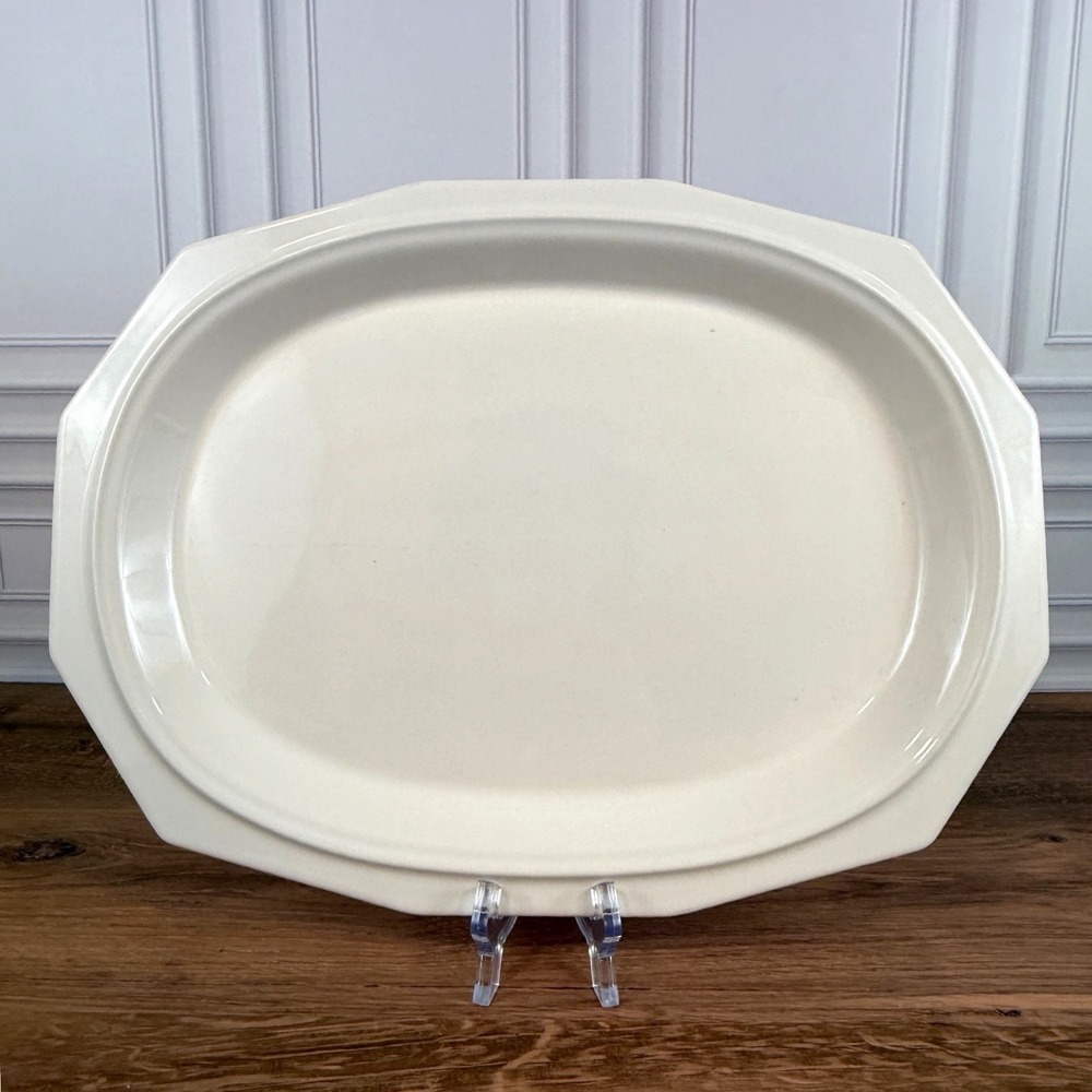 VTG Pfaltzgraff Heritage White 14" Ceramic Stoneware Octagonal Platter